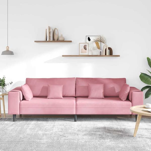vidaXL Soffa Rosa 250 x 77 x 76 cm Sammet Rosa