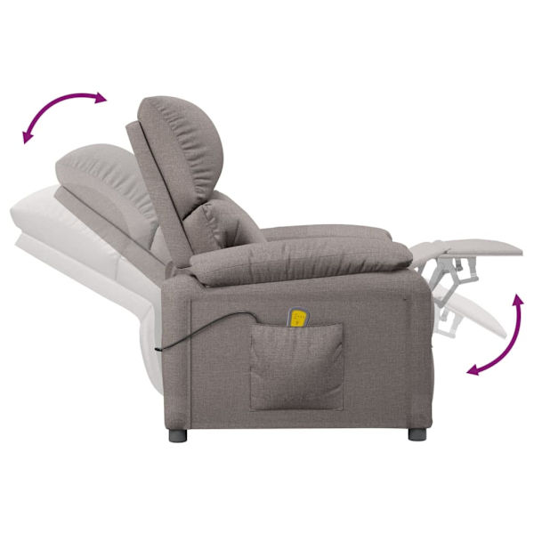 vidaXL Massagefåtölj taupe tyg Taupe