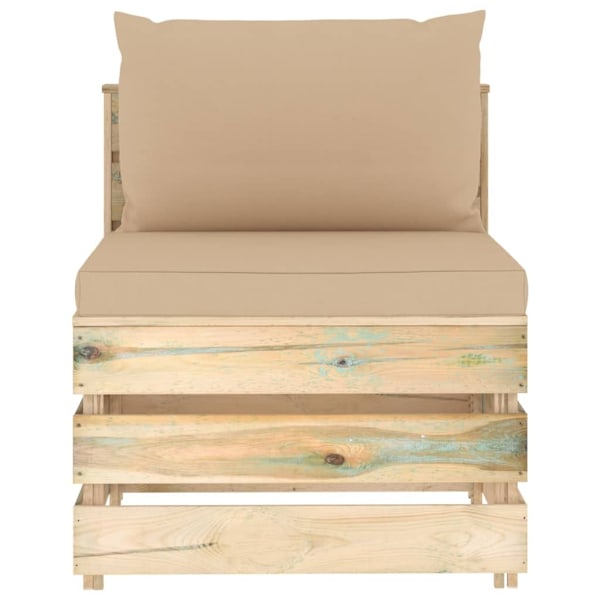 vidaXL Mittensektion med dynor till pallsoffa tryckimpregnerat trä Beige