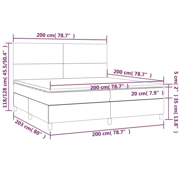 vidaXL Ramsäng med madrass grå 200x200 cm konstläder Grå