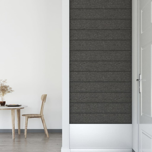 vidaXL Väggpaneler 12 st mörkgrå 90x15 cm tyg 1,62 m² Grå