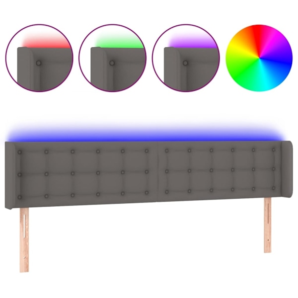 vidaXL Sänggavel LED grå 163x16x78/88 cm konstläder Grå