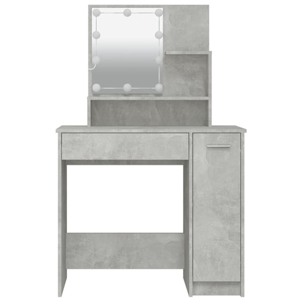 vidaXL Sminkbord med LED betonggrå 86,5x35x136 cm Grå