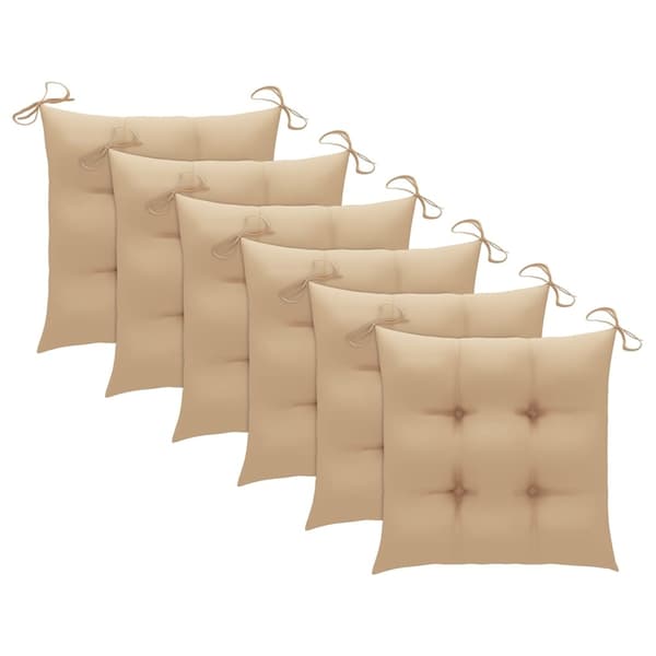 vidaXL Hopfällbara stolar med dynor 6 st massivt teakträ Beige