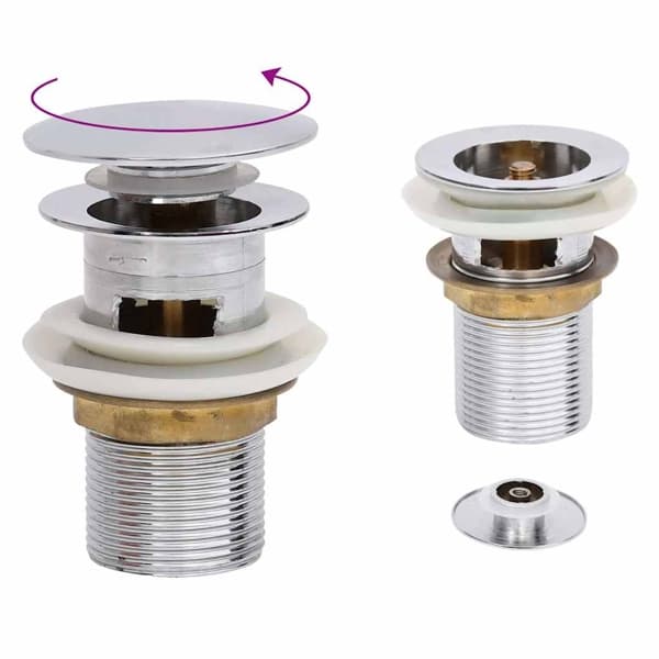 vidaXL Pop-up bottenventil med överflödesfunktion krom 6,4x6,4x9,1 cm Silver