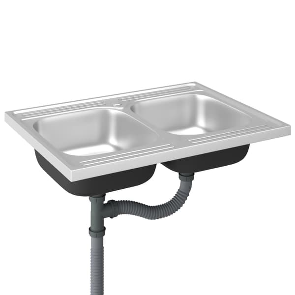 vidaXL Dubbla diskhoar silver 800x600x155 mm rostfritt stål Silver
