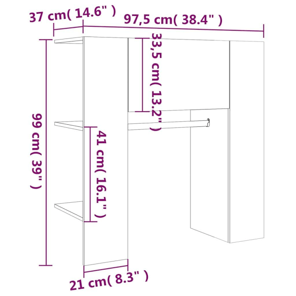 vidaXL Hallskåp vit 97,5x37x99 cm konstruerat trä Vit