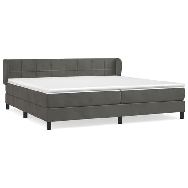 vidaXL Ramsäng med madrass mörkgrå 200x200 cm sammet Grå