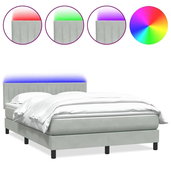 vidaXL Ramsäng med madrass ljusgrå 160x210 cm sammet Grå