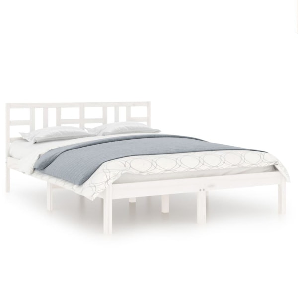 vidaXL Sängram vit massivt trä 120x190 cm Vit