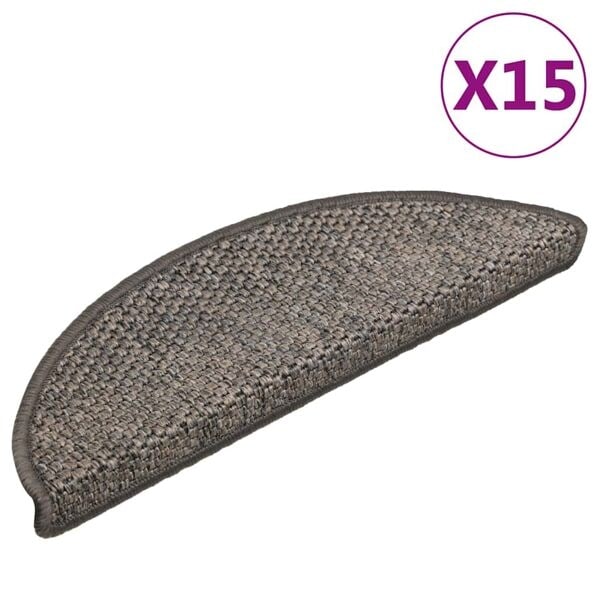 vidaXL Trappstegsmattor självhäftande sisal 15 st 56x17x3 cm brunbeige Beige