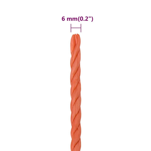 vidaXL Rep orange 6 mm 100 m polypropylen