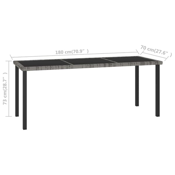 vidaXL Trädgårdsbord grå 180x70x73 cm konstrotting grå