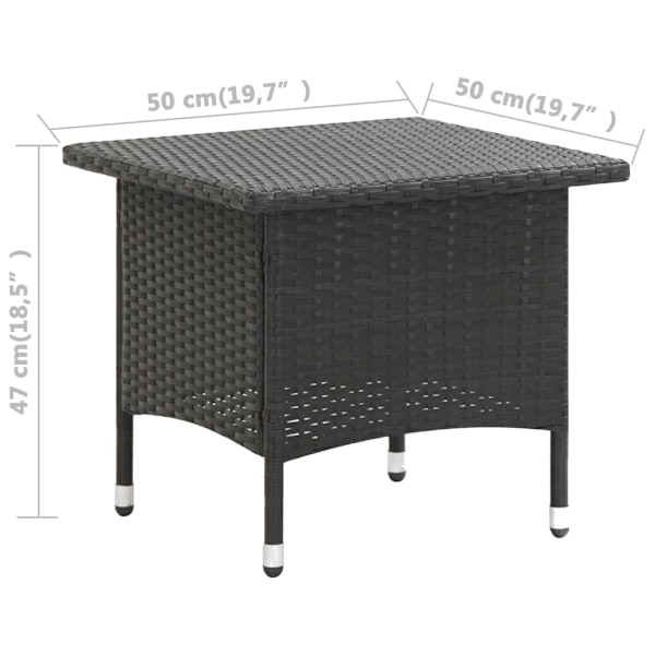 vidaXL Trädgårdsbord svart 50x50x47 cm konstrotting Svart