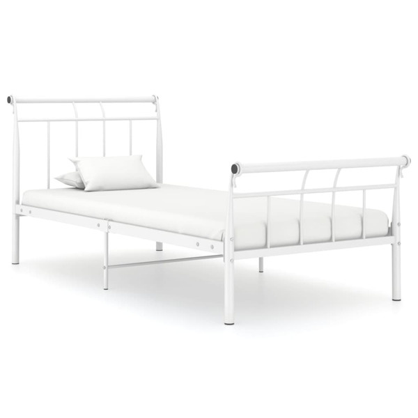 vidaXL Sängram vit metall 100x200 cm Vit