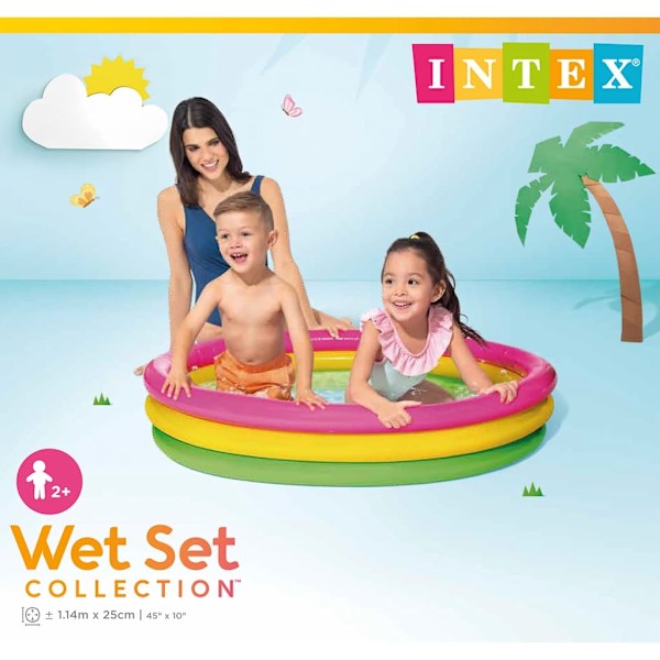 INTEX Uppblåsbar pool Sunset 3 ringar 114x25 cm Flerfärgsdesign