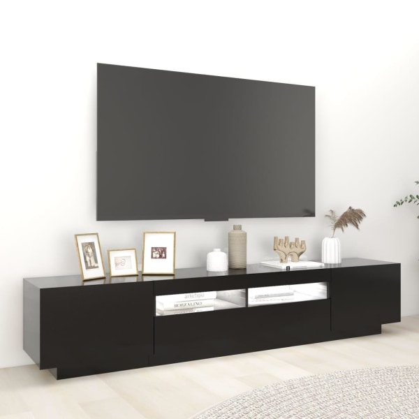 vidaXL TV-bänk med LED-belysning svart 200x35x40 cm Svart