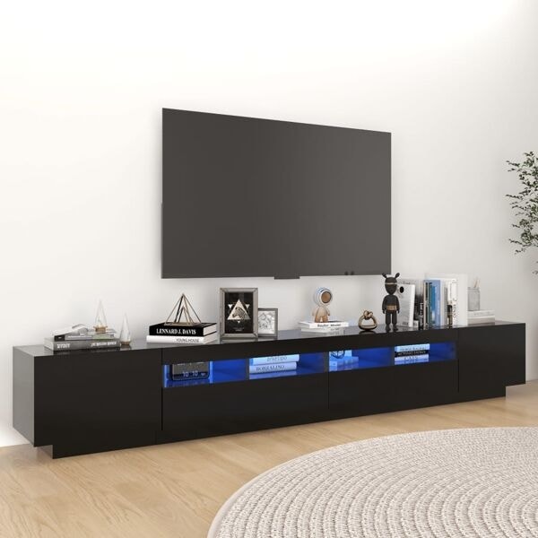 vidaXL TV-bänk med LED-belysning svart 260x35x40 cm Svart