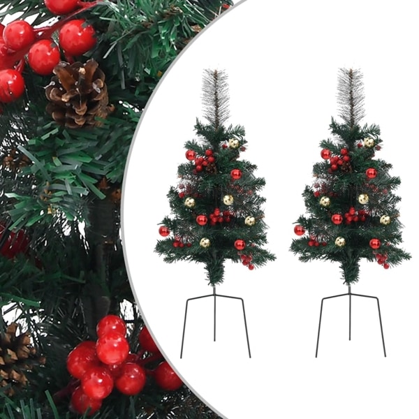 vidaXL Konstgjorda julgranar 2 st 76 cm PVC Grön