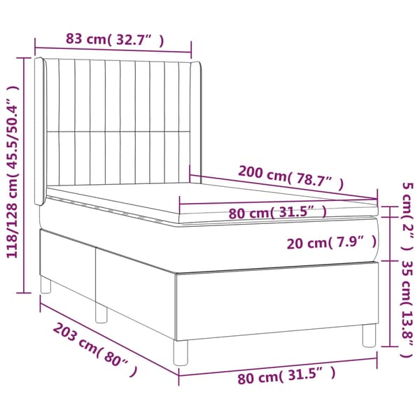 vidaXL Ramsäng med madrass mörkblå 80x200 cm sammet Blå