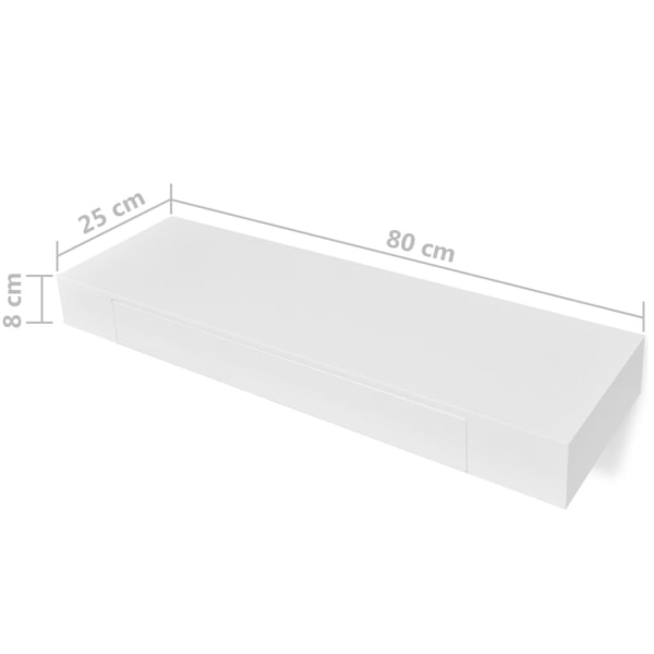 vidaXL Svävande vägghyllor med lådor 2 st 80 cm vit Vit