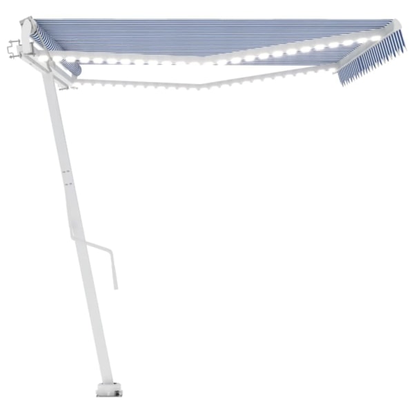 vidaXL Automatisk markis med vindsensor & LED 500x300 cm blå och vit Blå