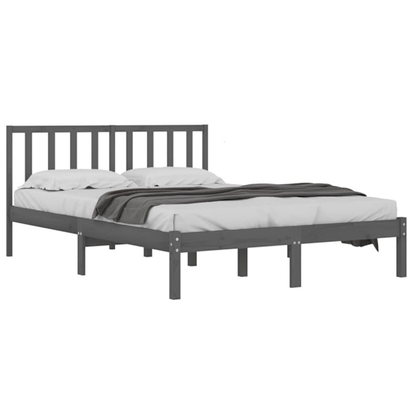 vidaXL Sängram grå massiv furu 200x200 cm Grå