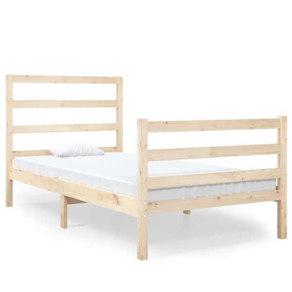 vidaXL Sängram massiv furu 90x190 cm Brun