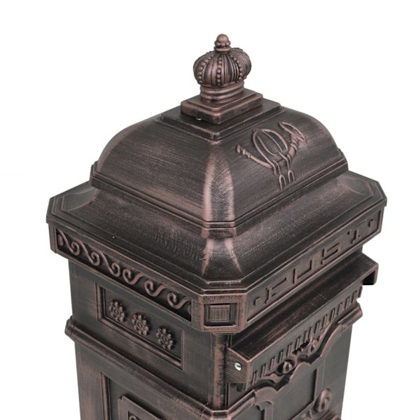 vidaXL Markpostlåda vintage stil rostfri aluminium brons Brun
