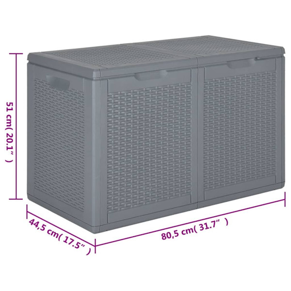 vidaXL Dynbox grå PP rotting 180 l Grå
