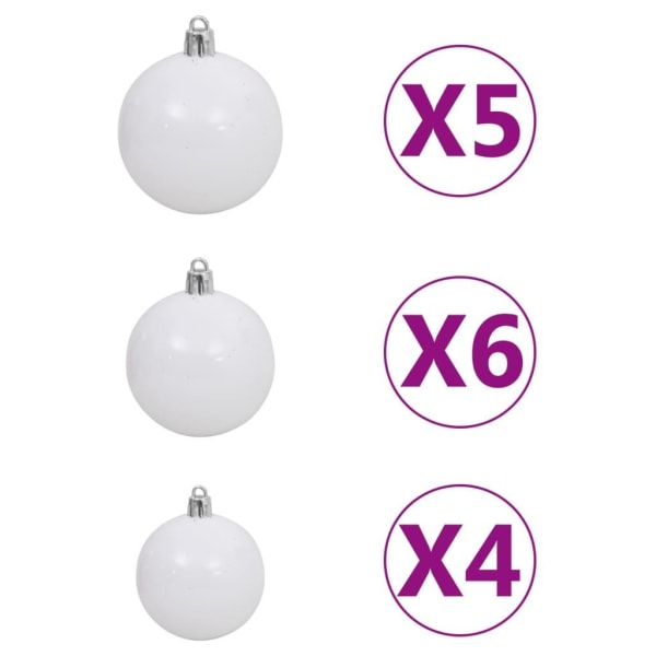 vidaXL Julgranskulor med spira och 150 LED 61 delar vit och grå grå