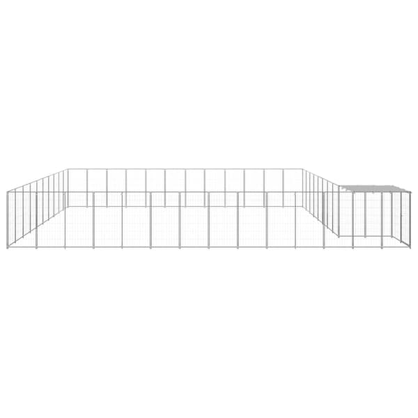 vidaXL Hundgård silver 37,51 m² stål Silver