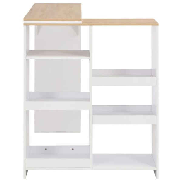 vidaXL Barbord med flyttbar hylla vit 138x39x110 cm Vit
