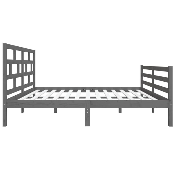 vidaXL Sängram massiv furu 135x190 cm grå Grå