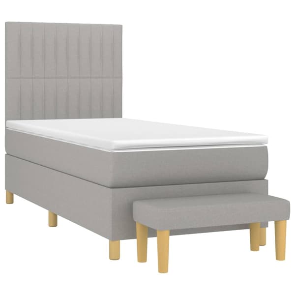 vidaXL Ramsäng med madrass ljusgrå 90x200 cm tyg Grå
