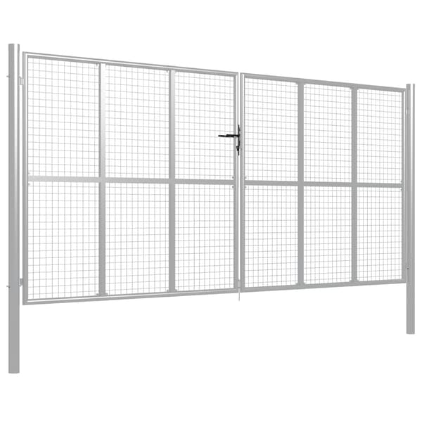 vidaXL Trädgårdsgrind galvaniserat stål 400x200 cm silver Silver