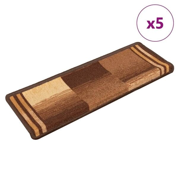 vidaXL Trappstegsmattor självhäftande 5 st 65x21x4 cm brun Brun