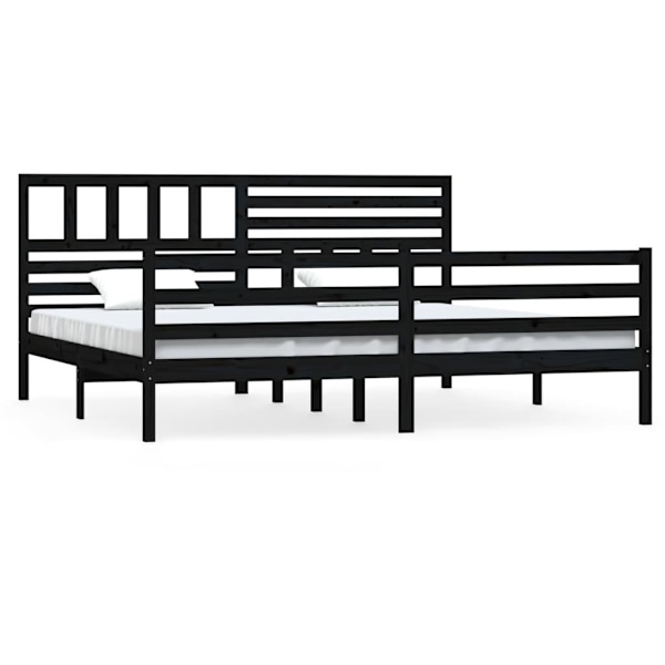 vidaXL Sängram svart massivt trä 200x200 cm Svart
