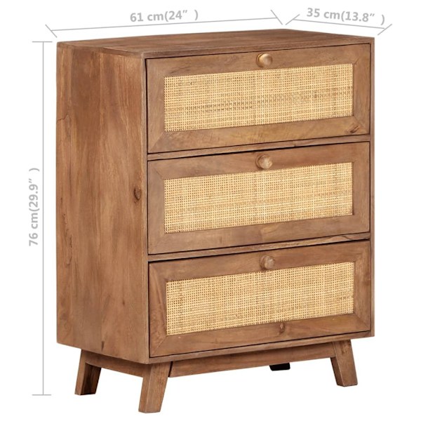 vidaXL Skänk 61x35x76 cm massivt mangoträ Brun