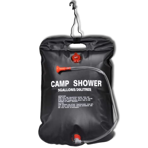 vidaXL Campingdusch med behållare 20L 2-pack Svart