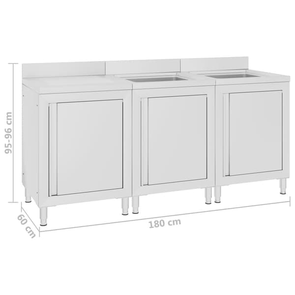 vidaXL Diskho för storkök 180x60x96 cm rostfritt stål