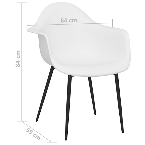 vidaXL Matstolar 6 st vit PP Vit