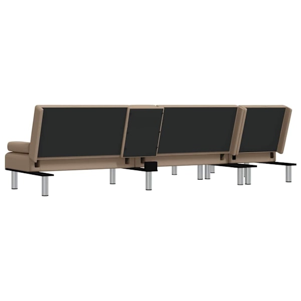 vidaXL L-formad bäddsoffa cappuccino 255x140x70 cm konstläder Brun