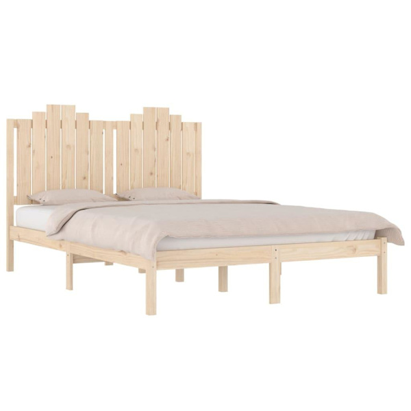 vidaXL Sängram massiv furu 135x190 cm Brun