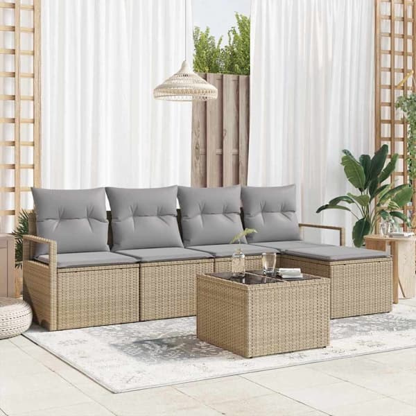 vidaXL Soffset 6 st Beige konstrotting Beige