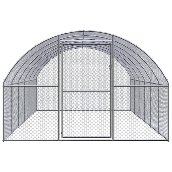 vidaXL Hönsbur för utomhusbruk 3x6x2 m galvaniserat stål Silver