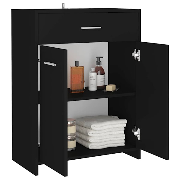 vidaXL Badrumsskåp svart 60x33x80 cm konstruerat trä Svart