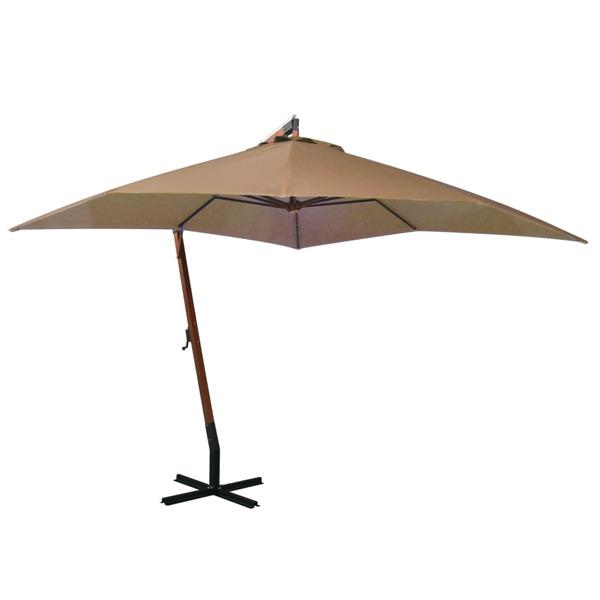 vidaXL Hängande parasoll med stång taupe 3x3 m massivt granträ Taupe