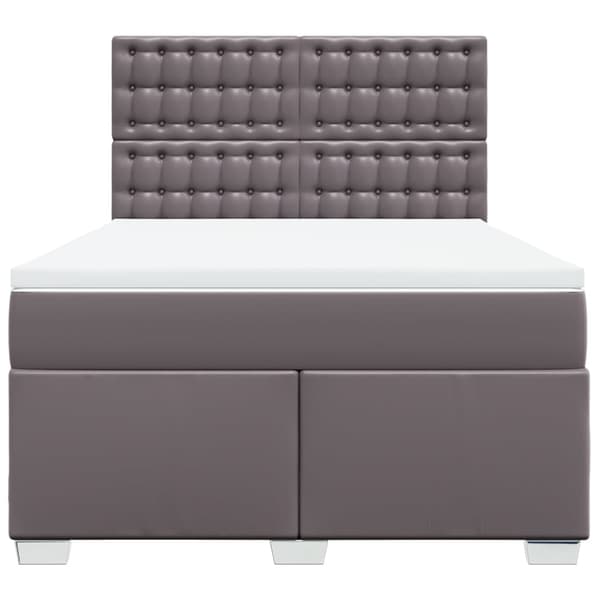 vidaXL Ramsäng med madrass grå 160x200 cm konstläder Grå