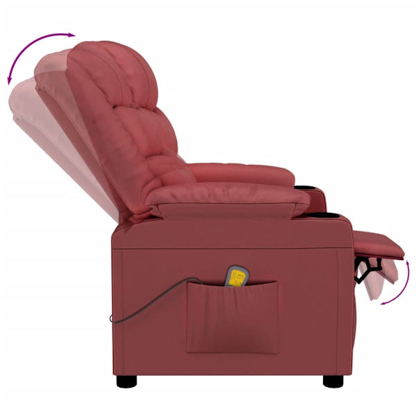 vidaXL Reclinerfåtölj vinröd konstläder Röd